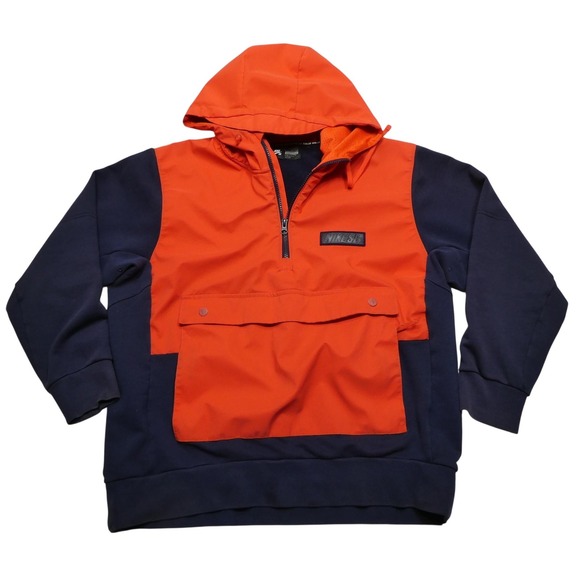 Nike Other - Nike SB Hoodie Mens Large Orange Navy Pullover Anorak Skateboarding Colorblock